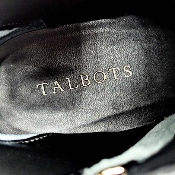 Talbots Women Tish Lug Pebble Black Leather Fabric Zip ankle boots size 10 - Picture 4 of 12